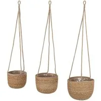 Spetebo Übertopf Seegras Blumenampel natur - 3er Set (Packung, 1 tlg), Geflochtene Boho Chic Blumentöpfe