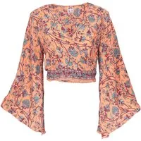 Guru-Shop Longbluse Kurztop, Boho Blusentop, Wickeltop, Wickelbluse.. alternative Bekleidung