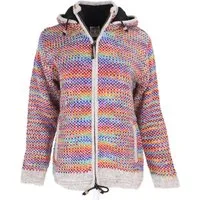 Guru-Shop Langjacke Kuschelige gefütterte Strickjacke, gestreifte.. alternative Bekleidung