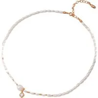 Jumpeak Silberkette Perlen-Anhänger-Halskette, Damen-Silberkette, Edelstein-Anhänger, Halskette für Mädchen, 18K vergoldet, mama tochter geschenk