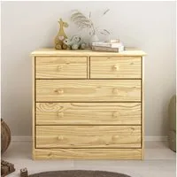 IDIMEX Kommode RONDO, Kommode Anrichte Sideboard mit 5 Schubladen Kiefer massiv lackiert in