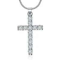 NAHLE Kette mit Anhänger Kreuz Silberkette Kreuz Kette (inklusive Schmuckbox), 925 Silber Anhänger - rhodiniert