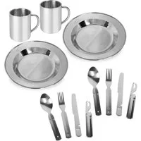normani Geschirr-Set Outdoor Camping Geschirr Set für 2 Personen (14-tlg), Edelstahl, Camping Geschirr Essgeschirr Outdoor Besteck Kochgeschirr