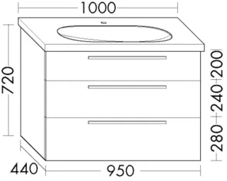 Burgbad Waschtischunterschrank Euro 720x950x440 Marone Dekor Trüffel, WWII095F3867 WWII095F3867