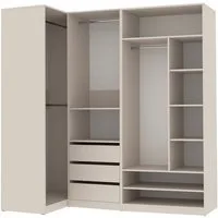 Marmex Möbel Mehrzweckschrank TRES SET P Garderobenschrank Kleiderschrank Modulschrank (3-St) 4 Kleiderstangen, offener Eckkleiderschrank, 3 Schubladen