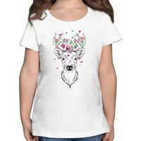 Shirtracer T-Shirt Hirsch mit kleinen Blumen - schwarz Mode für Oktoberfest Kinder Outfit