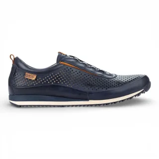 Pikolinos Herren-Sneaker aus blauem Leder mit elastischem Schaft zum Hineinschlüpfen - Liverpool