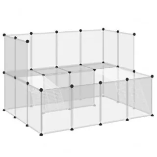 VidaXL Kleintierkäfig PP Stahl Freigehege Transparent/Schwarz