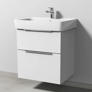 Sanipa 3way Waschtischunterbau zu Geberit Renova Plan Waschtisch mit 2 Auszügen, Weiß-Soft UM87543