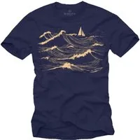 MAKAYA T-Shirt Kurzarm Herrenshirt für Segler mit Segelmotiv & Boot Design (Schwarz, Blau, Grün, Blaugrau, S, M, L, XL, XXL, XXXL, XXXXL, XXXXXL) Baumwolle