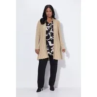 Ulla Popken Strickjacke Strickjacke Metallic-Effekt Schalkragen Langarm