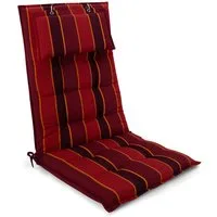 Beautissu Hochlehnerauflage Premium Hochlehner Auflage Kopfpolster Sun Sun-HL, 120x50cm, Rot, Mit Kopfpolster, rutschfest & robust – Befestigungsbänder, UV 5