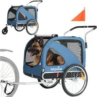 SEPNINE Fahrradhundeanhänger 2 in 1 Faltbarer Anhänger mit Feststellbremse, für M/XL Hunde