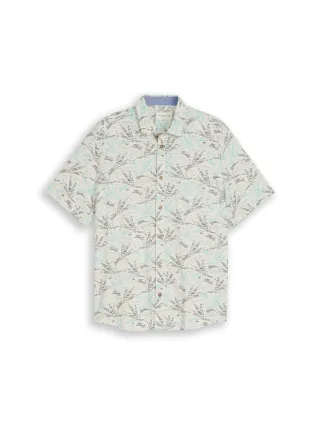 Tom Tailor - Regular Fit Kurzarmhemd mit Muster off white navy palm design - Gr. - XL
