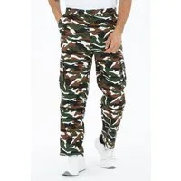 Kendindza Collection Cargohose Zipp Off Cargohose Dehnbund Arbeitshose Feldhose Bundeswehr Cargo Hose elastischer Gummibund Tarnhose Bundhose Camouflage