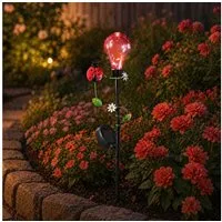 MARELIDA LED Solarleuchte LED Solar Gartenstecker Marienkäfer Garten Balkon Deko Erdspieß 84cm, LED Classic, warmweiß (2100K bis 3000K)