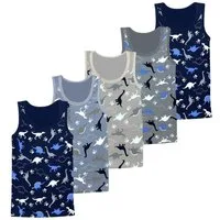 LOREZA Unterhemd 5er Set Jungen Unterhemden - Dinosaurier - Bunt (Set, 5-St., 5er-Pack)
