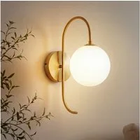 Nettlife Wandleuchte Gold Glaskugel 24cm G9 Vintage Wandbeleuchtung aus Metall, ohne Leuchtmittel, für Wohnzimmer Flur Schlafzimmer Dekorative Wandlampe