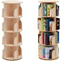 TUWENA Bücherregal 4/5 Etagen Bücherregal, Holz Standregal, 360 Grad Drehbares Lagerregal, Für Bibliothek, Schlafzimmer, Wohnzimmer,multifunktionales Bücherregal
