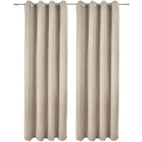 Beautissu Vorhang Amelie 2er Set Gardinen Amelie BO, 140x245cm, Creme, Blackout Vorhänge Blickdicht mit Ösen – Gardine 140x245 cm