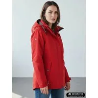 Dry Fashion Funktionsjacke Norderney Damen Übergangsjacke Wasserdicht - Outdoor-Jacke Winddicht Atmungsaktiv, Verschweißte Nähte, Kapuze abnehmbar, 2-Wege-Verschluss