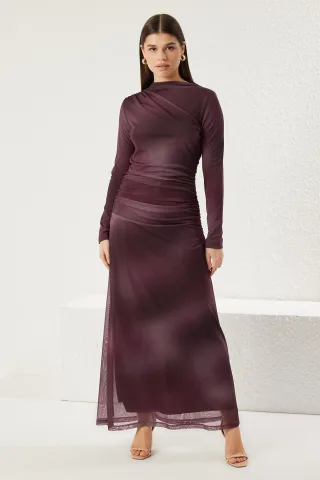 Damen Midi-Kleider mit Farbverlauf, lang, für Abend/Alltag, figurbetont, dezent