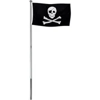 BRUBAKER Fahnenmast Aluminium Fahnenmast inkl. Piratenflagge 150 x 90 cm, (All-In-One Fahnenmast-Set), Flaggenmast mit Bodenhülse und Piratenfahne für Camping - Deko Piraten