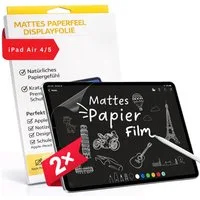 S&T Design Displayschutzfolie 2x Schutzfolie Matt für iPad Paper Like Papier-Schutzfolien für iPad Air 4/5, Für iPad, Air, Pro, 2 Stück, Paper-Feel Blendfrei Kratzfest Screen Protector Fingerabdruck Zeichnen