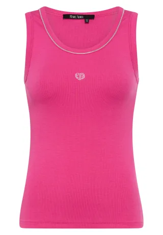 Marc Aurel - Rippshirt mit Herz Hotfix pink - Gr. - 38