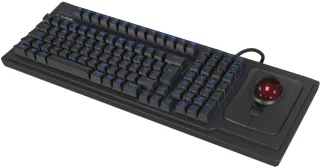 KeySonic KSK-8202ELU-T (DE) | 61102 | mechanische Full-Size Tastatur mit großem Trackball - QWERTZ DE Layout,