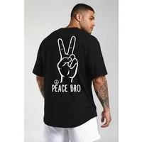 Banco T-Shirt Herren Rundhals Peace Bro Print aus 100% Baumwolle Rundhalsausschnitt mit Nackenband – formstabil & bequem