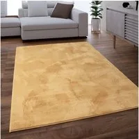 KADIMA DESIGN Teppich waschbar Einfarbig Wohnzimmer schmutzabweisend Teppich Kurzflor, Läufer, Höhe: 14 mm, Florhöhe: 10 mm, 100% Polyester, Läufer, 60x90cm, Gelb