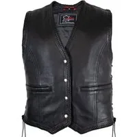 MDM Lederweste Herren Lederweste Echtleder Biker Kutte mit Druckknöpfen Ideal für Patches und Clublogos