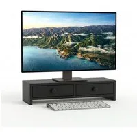 relaxdays Monitorständer mit 2 Schubladen, (schwarz)