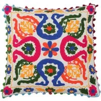 Guru-Shop Kissenbezüge Boho Kissenhülle, farbenfrohes besticktes..