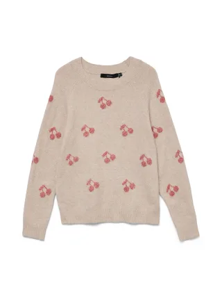 VERO MODA - VMDOFFY INTARSIA LS O-NCK PULLOV GA NOOS Misty Rose - Gr. - L