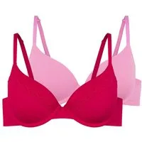 Dorina Bügel-BH Jana (Valentine) (2er Pack) leicht gepolstert, vorgeformte Cups, Spitzendetails, elastisch