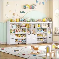 HOMECHO Spielzeugtruhe (2 St), Kinderregal mit 7 Aufbewahrungsboxen 4 Schubladen Weiß