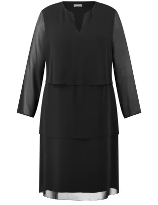SAMOON - Chiffonkleid black - Gr. - 54