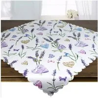 Delindo Lifestyle Mitteldecke LAVENDEL + HERZ, Strukturgewebe, bedruckt