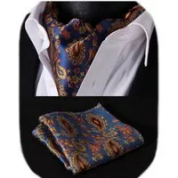 LuxusKollektion Krawatte Krawattenschal Ascot Einstecktuch Herren Blau Orange Einheitsgröße