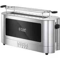 RUSSELL HOBBS Toaster Elegance 23380-56, 1 langer Schlitz, 1420 W, Glas/Edelstahl, inkl Brötchenaufsatz, 6 Bräunungsstufen