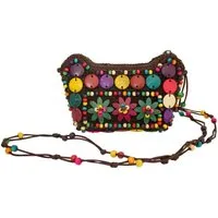 Orlob Kostüm Bunte Hippie Blumen Handtasche mit Perlen, Kostüm