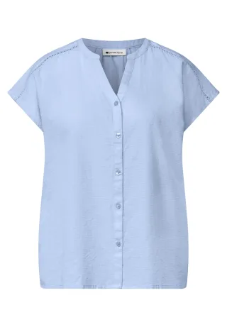 Street One - Dropped Shoulder Blusenshirt mit Tape cashmere blue - Gr. - 36