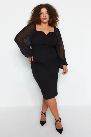 Elegante, figurbetonte Midi-Kleider von Curve für Damen in Unifarben und Übergrößen