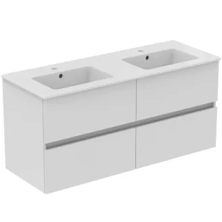 Ideal Standard Möbelpaket Eurovit+ m.WT 121cm Weiss u.Schrank 120cm 4Ausz. Hgl.weiss lackiert, R0577 R0577WG