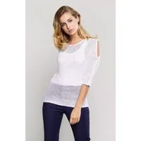 Passioni 3/4 Arm-Pullover mit Cut-Outs und Glitzergarn