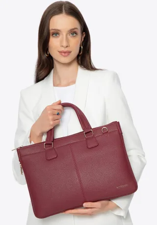 Wittchen Damen-Laptoptasche (14, 5 Zoll) aus Kunstleder, Burgunderrot, Öko-Leder