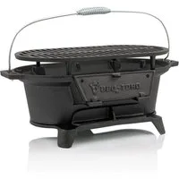 BBQ-Toro Holzkohlegrill Gusseisen Grilltopf mit Grillrost 50 x 25 x 23 cm Hibachi Style Holzko, Bereits eingebrannt