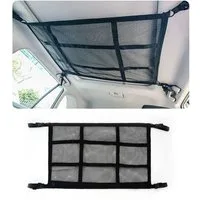 FOUORTUNATE-BEE Aufbewahrungsbox Doppeltes Auto Dachnetz 90x65 cm Kofferraumnetz Aufbewahrung, Autodach Netz für Camping Reisen Decken Kissen und Kleidung